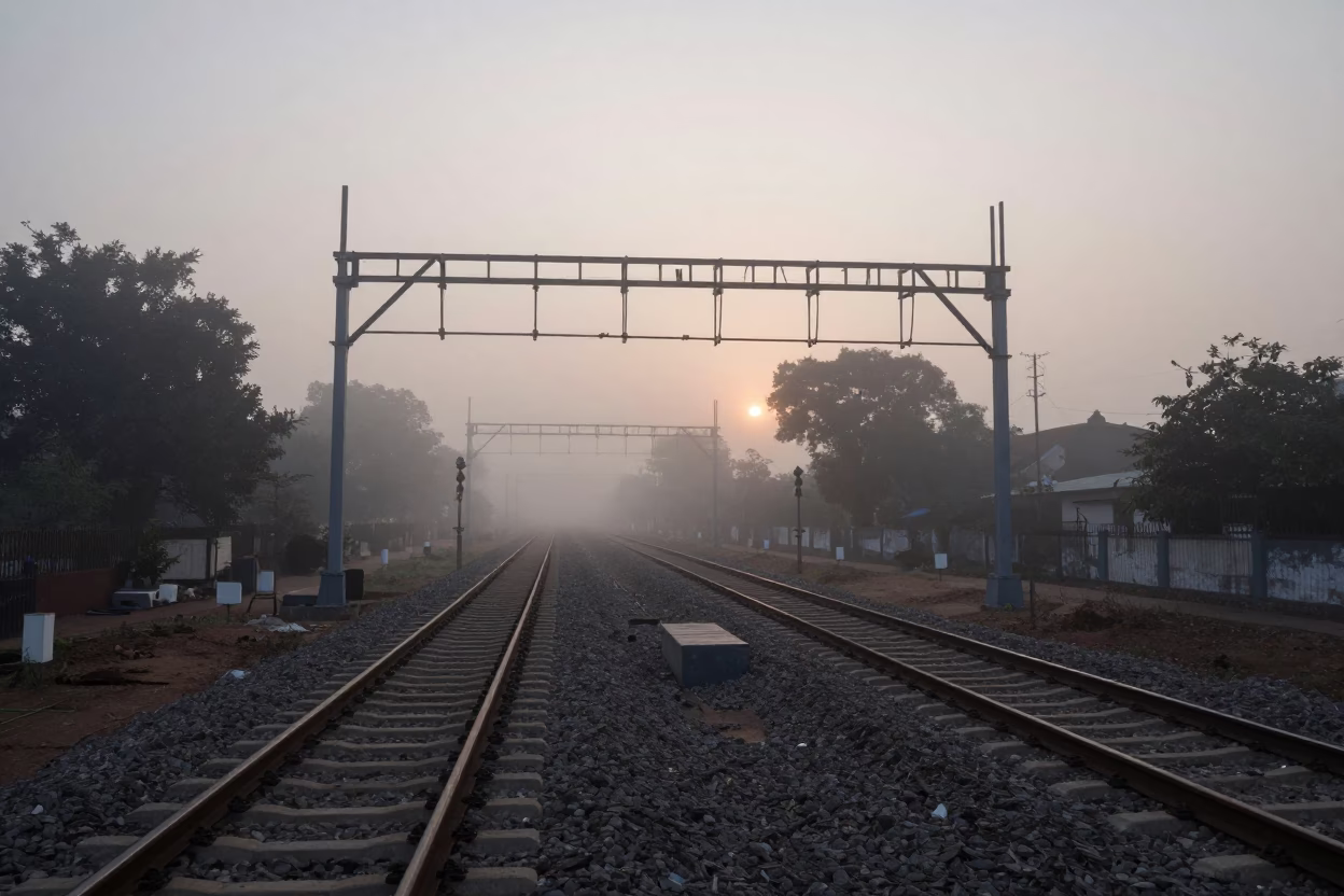 Dawn Mist in Hyderabad at The Still Hours Before Dawn Light in in Hyderabad, India