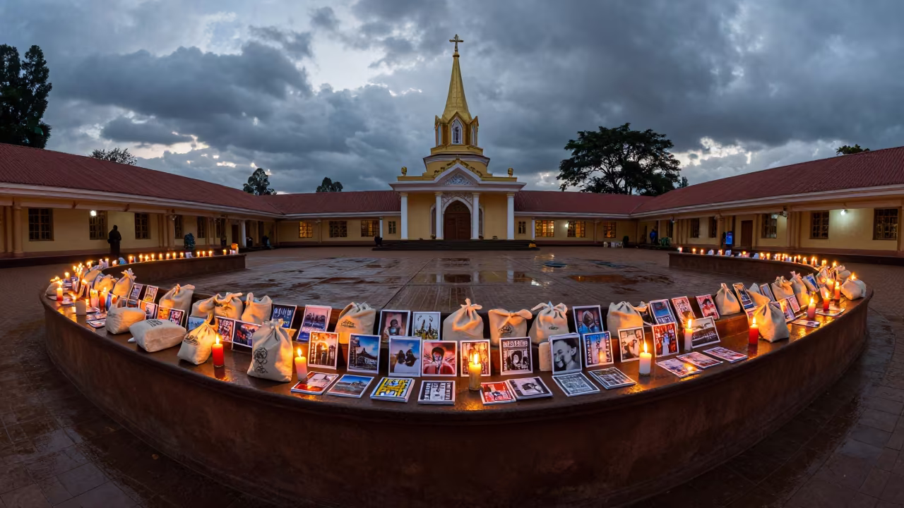 Dawn Monastery Gift Counter in Lubumbashi in in a temple courtyard in Lubumbashi