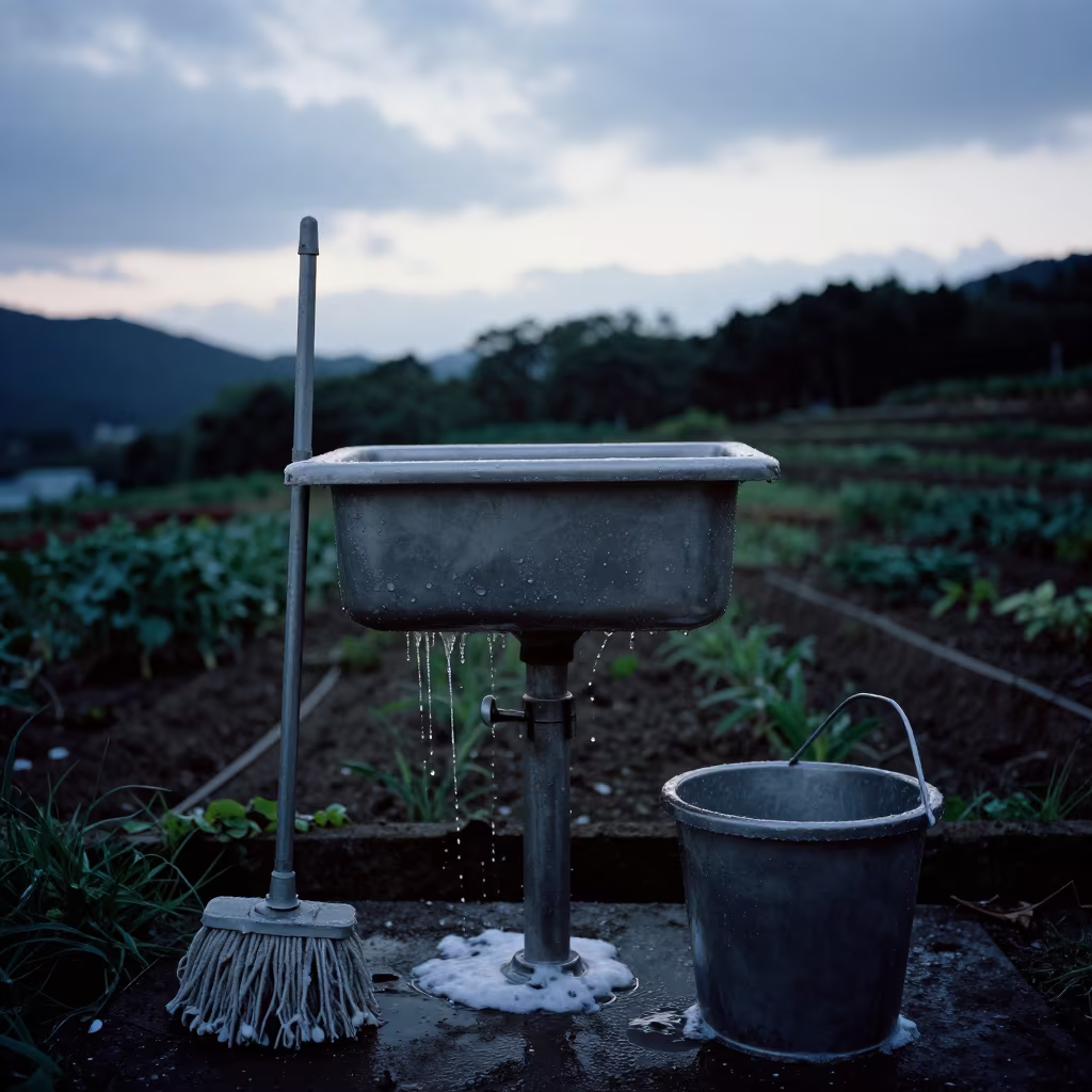 Dawn Mop Bucket Garden Sink Chugoku in among terraced garden plots in Chugoku