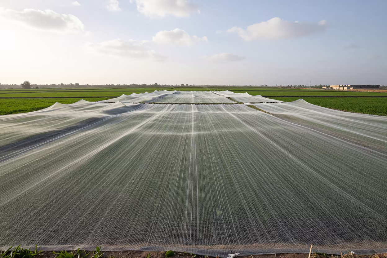 Dawn Nets Over Rice Terraces Ismailia Agriculture in among terraced rice paddies in Ismailia