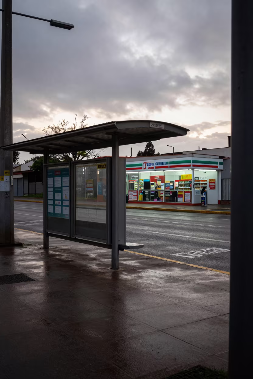 Dawn Newsstand Near Tram Stop Cordoba in outside a fluorescent convenience store in Cordoba Argentina
