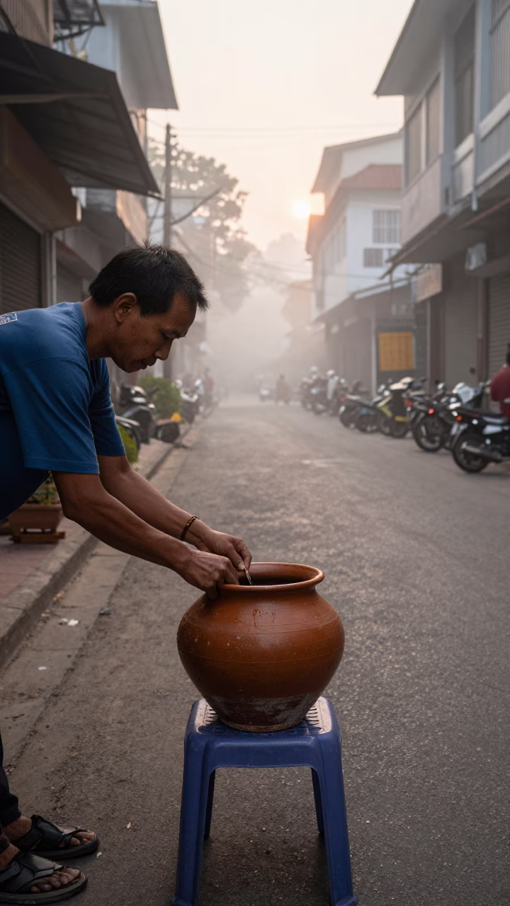 Dawn Offerings in Phnom Penh in in Phnom Penh, Cambodia