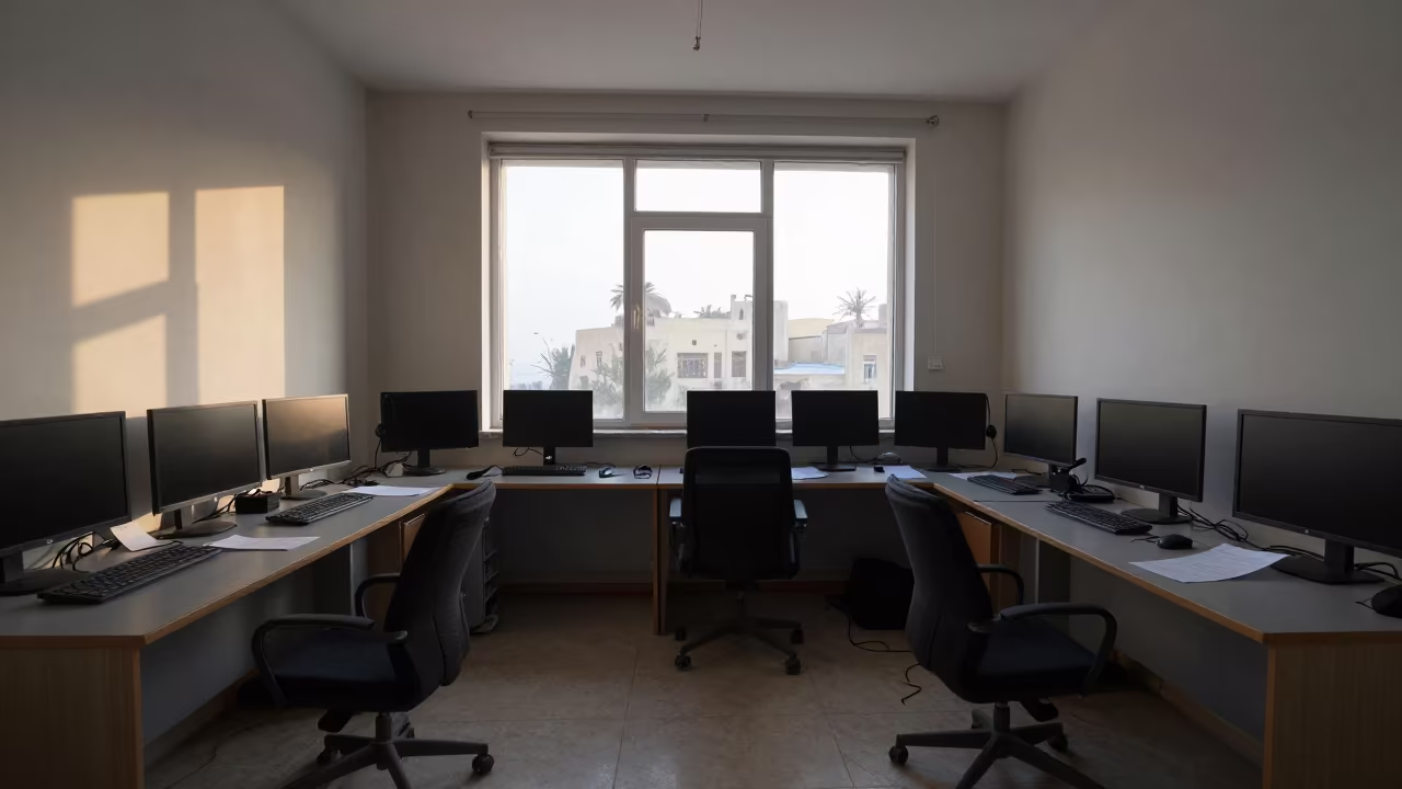 Dawn Operations Center in Damascus in inside a late-shift operations bay near Damascus