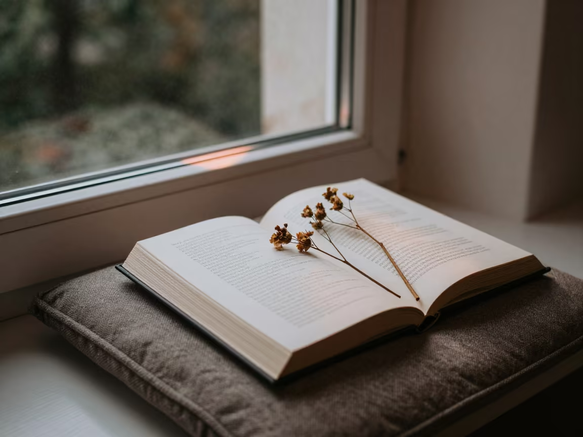 Dawn Poetry Book on Łódź Windowseat in on a reading nook cushion near Łódź