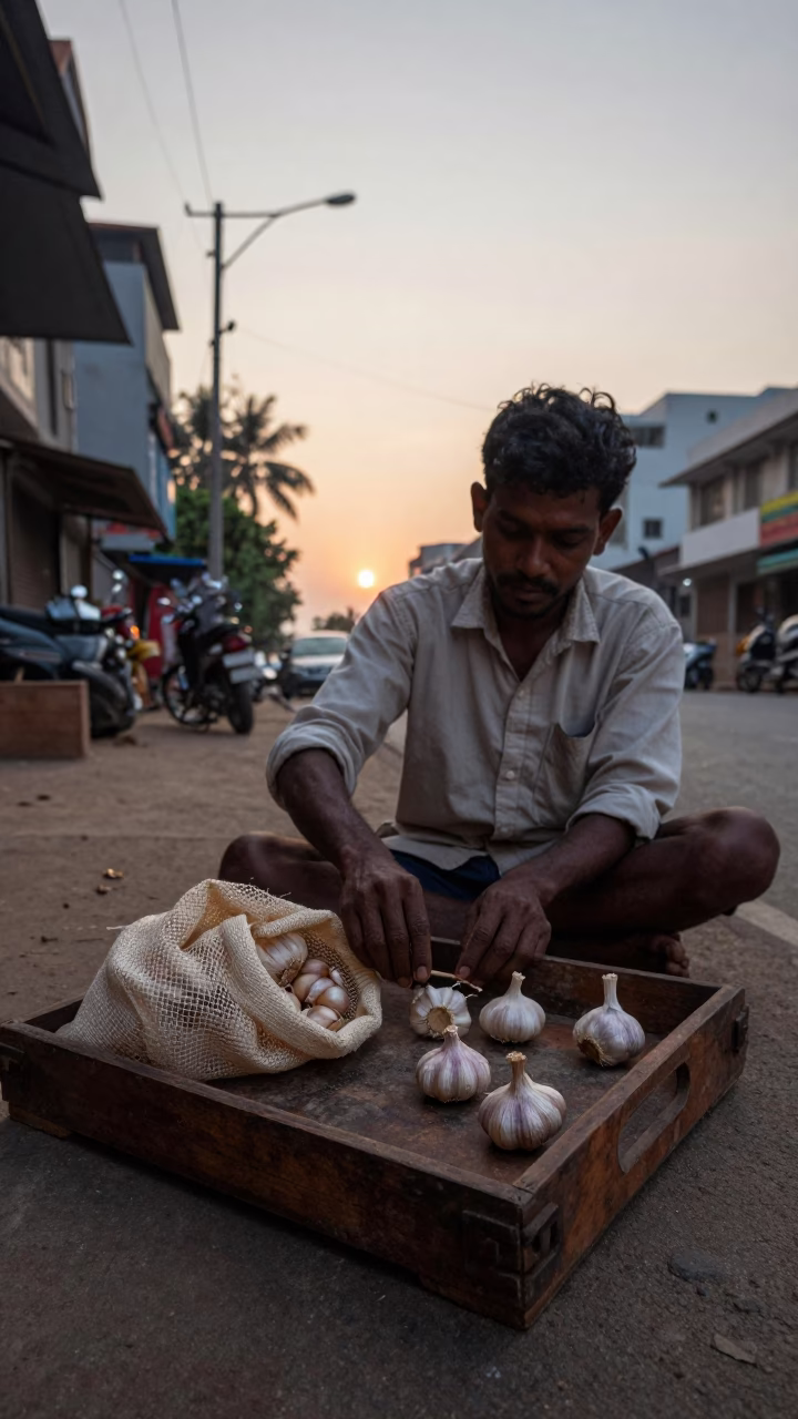 Dawn Preparation in Chennai at The Still Hours Before Dawn Light in in Chennai, India