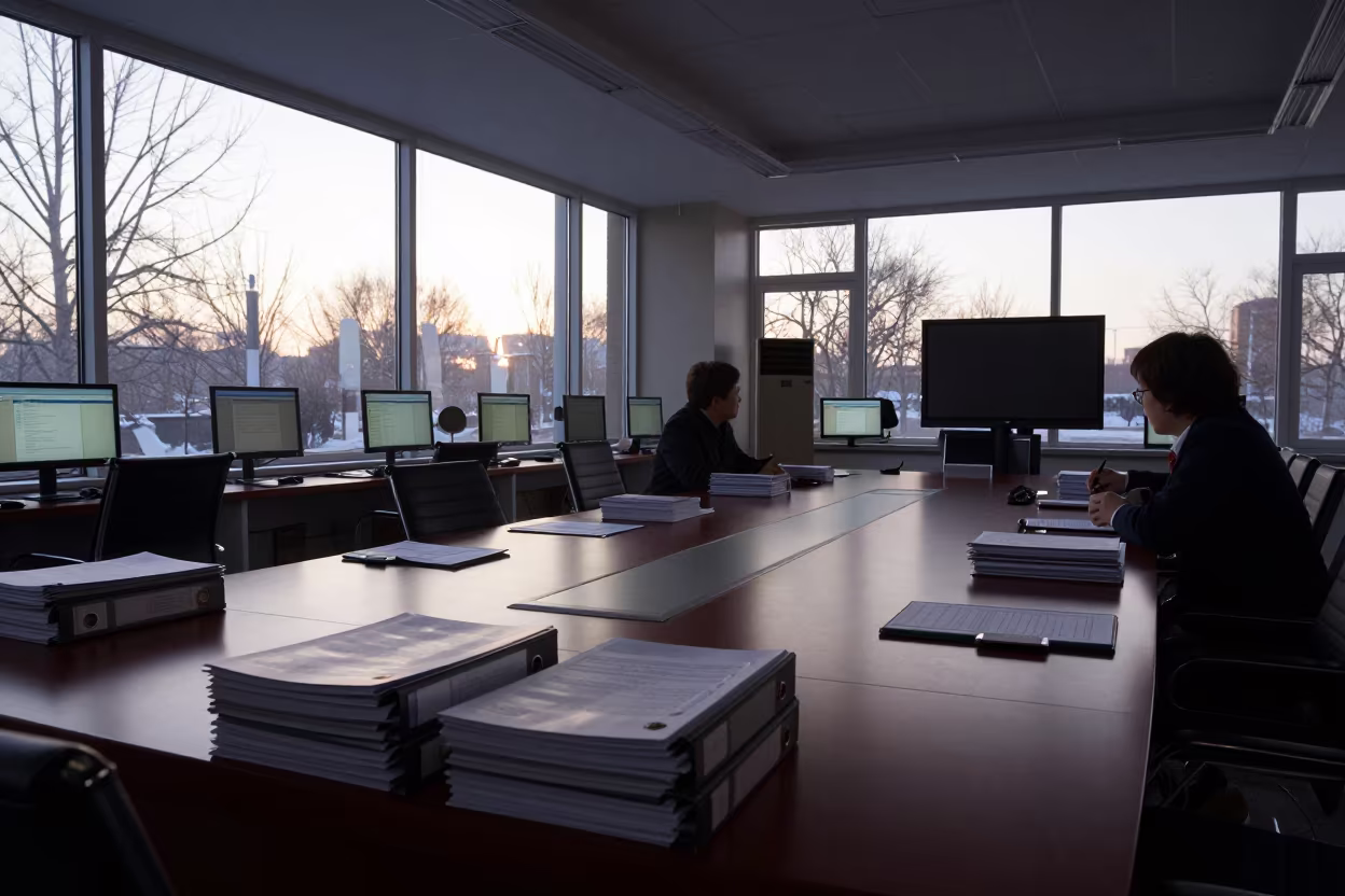 Dawn Project War Room Jinan Office Winter in inside a conference room in Jinan