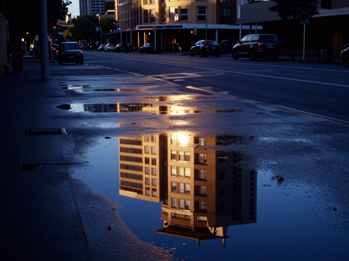 Dawn Reflections at First Light Of Dawn in Adelaide in in Adelaide, South Australia, Australia