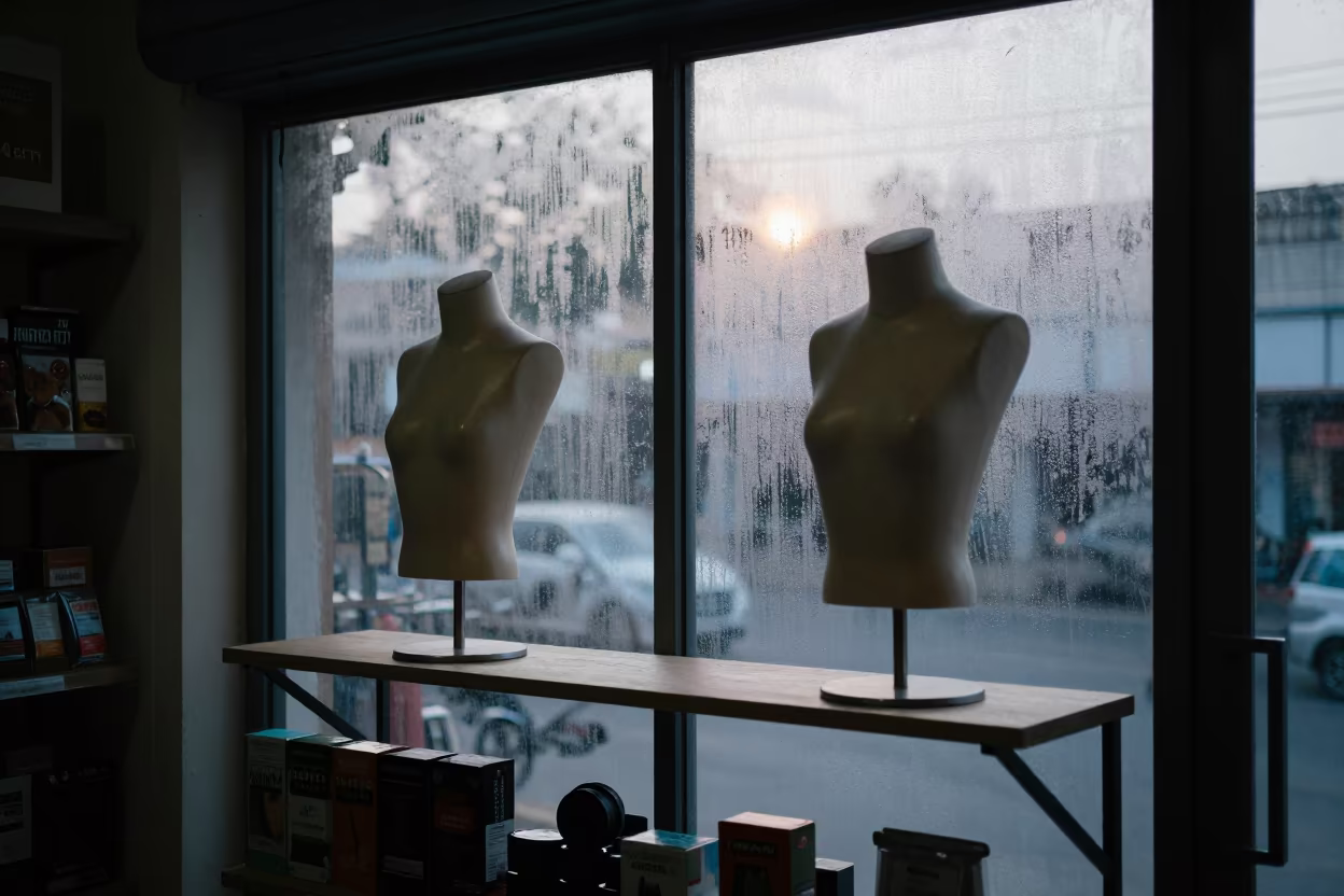 Dawn Retail Display with Condensation and Merchandise in inside a storefront display zone in Nagpur