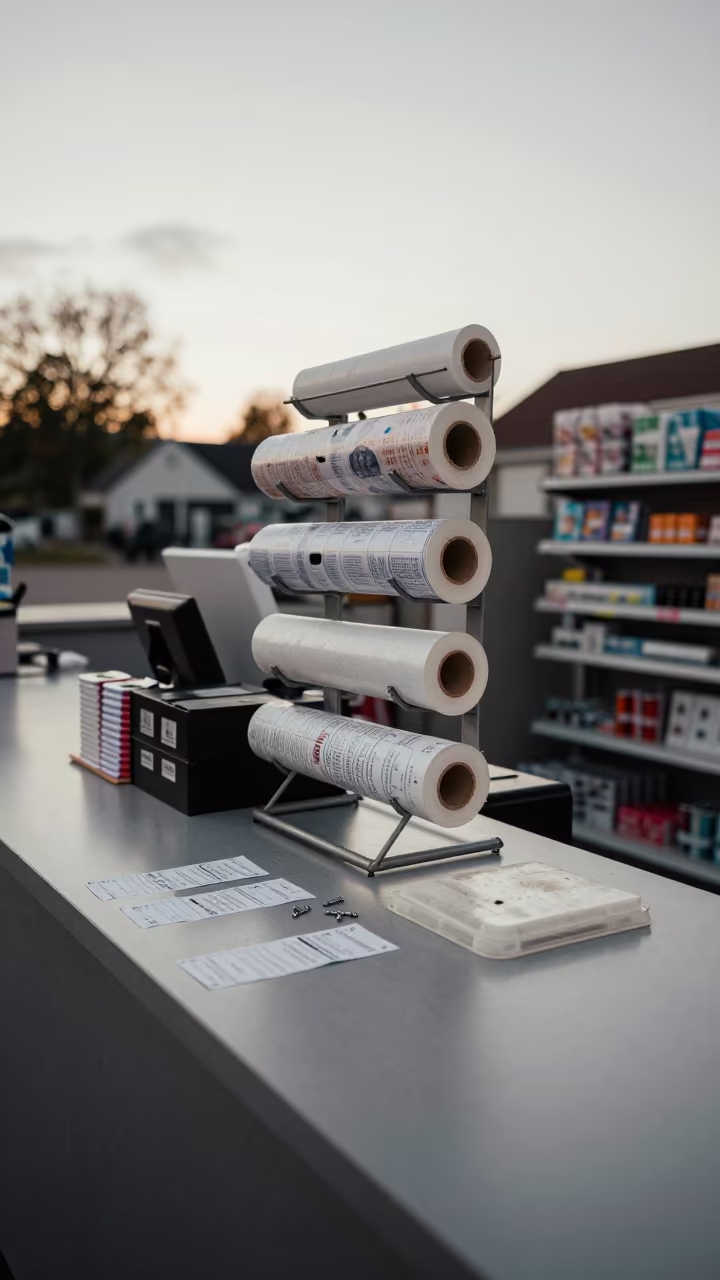 Dawn Retail Spool Collar Rack with Claim Tickets in inside a retail floor display area in Arnhem