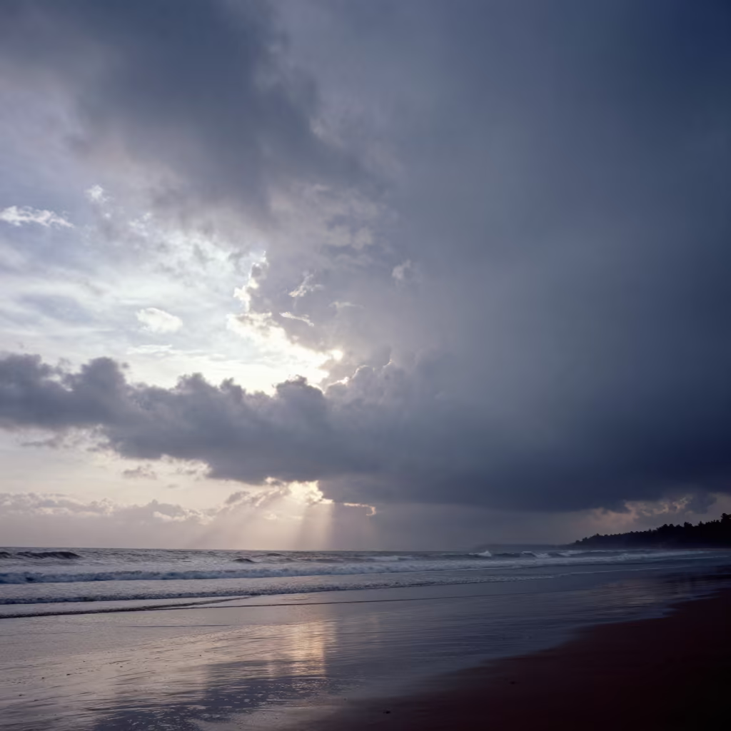 Dawn Roll Cloud Over Monsoon Beach Goa in across a storm-bright plain in Goa