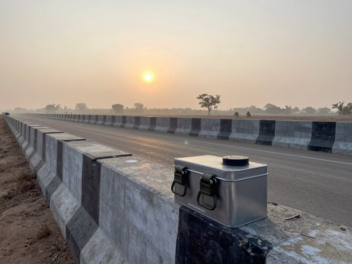 Dawn Ruck Buckle Tin at Muzaffarpur Checkpoint in at a checkpoint lane in Muzaffarpur