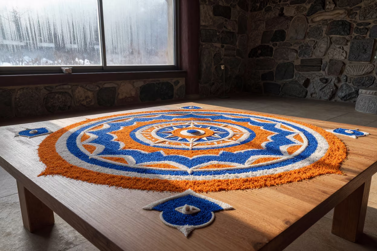 Dawn Sand Mandala in Stone Chapel in inside a stone chapel in Ulsan