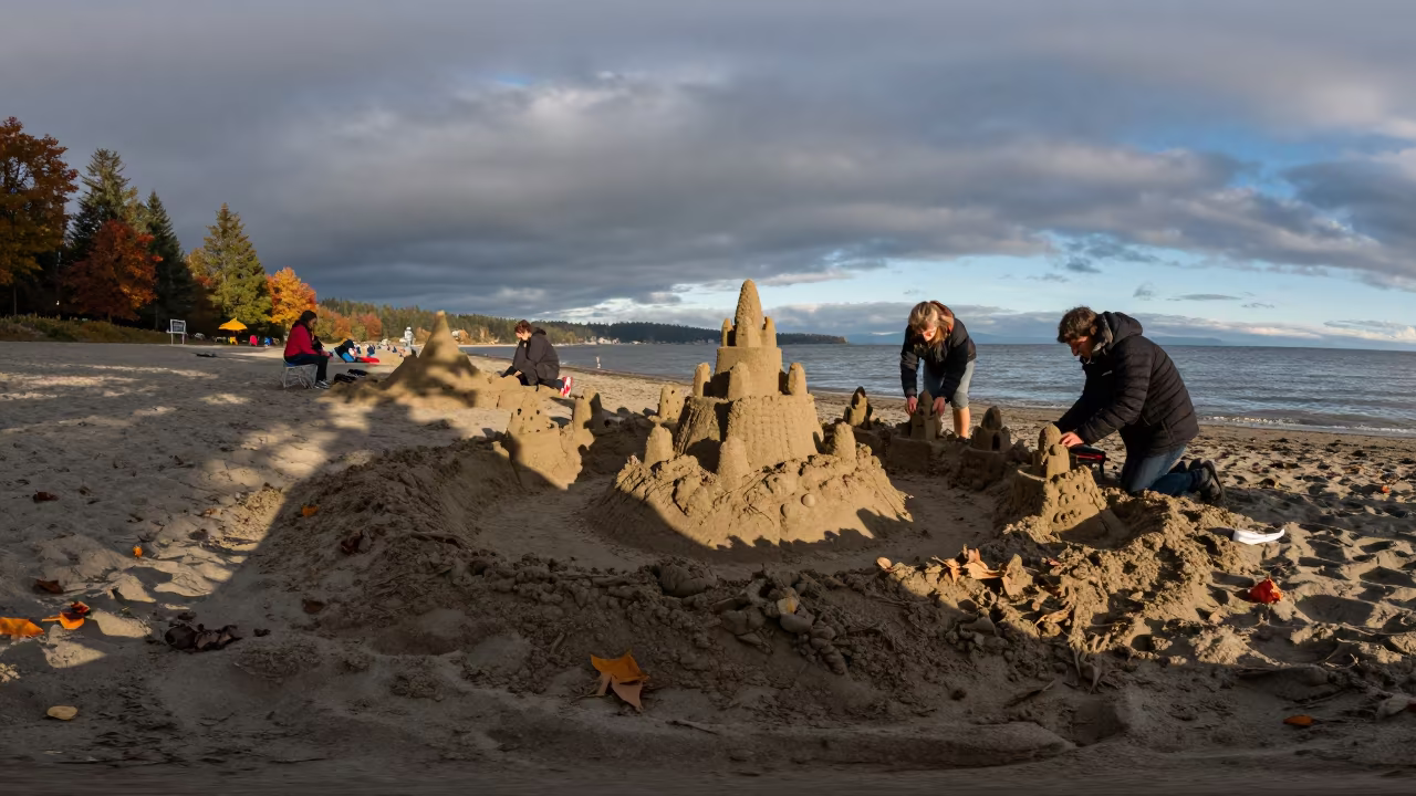 Dawn Sandcastle Competition Vancouver Autumn Beach in in Vancouver