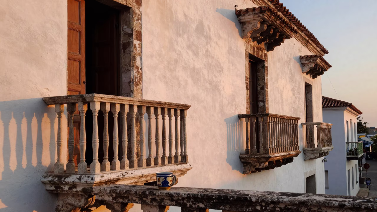 Dawn Scene in Cartagena at First Light Of Dawn in in Cartagena, Colombia