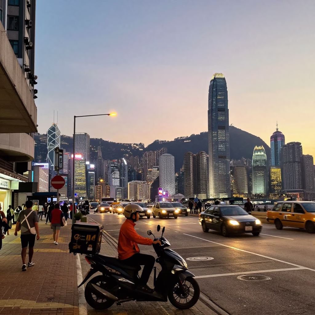 Dawn Scene in Hong Kong at First Light Of Dawn in in Hong Kong, Hong Kong