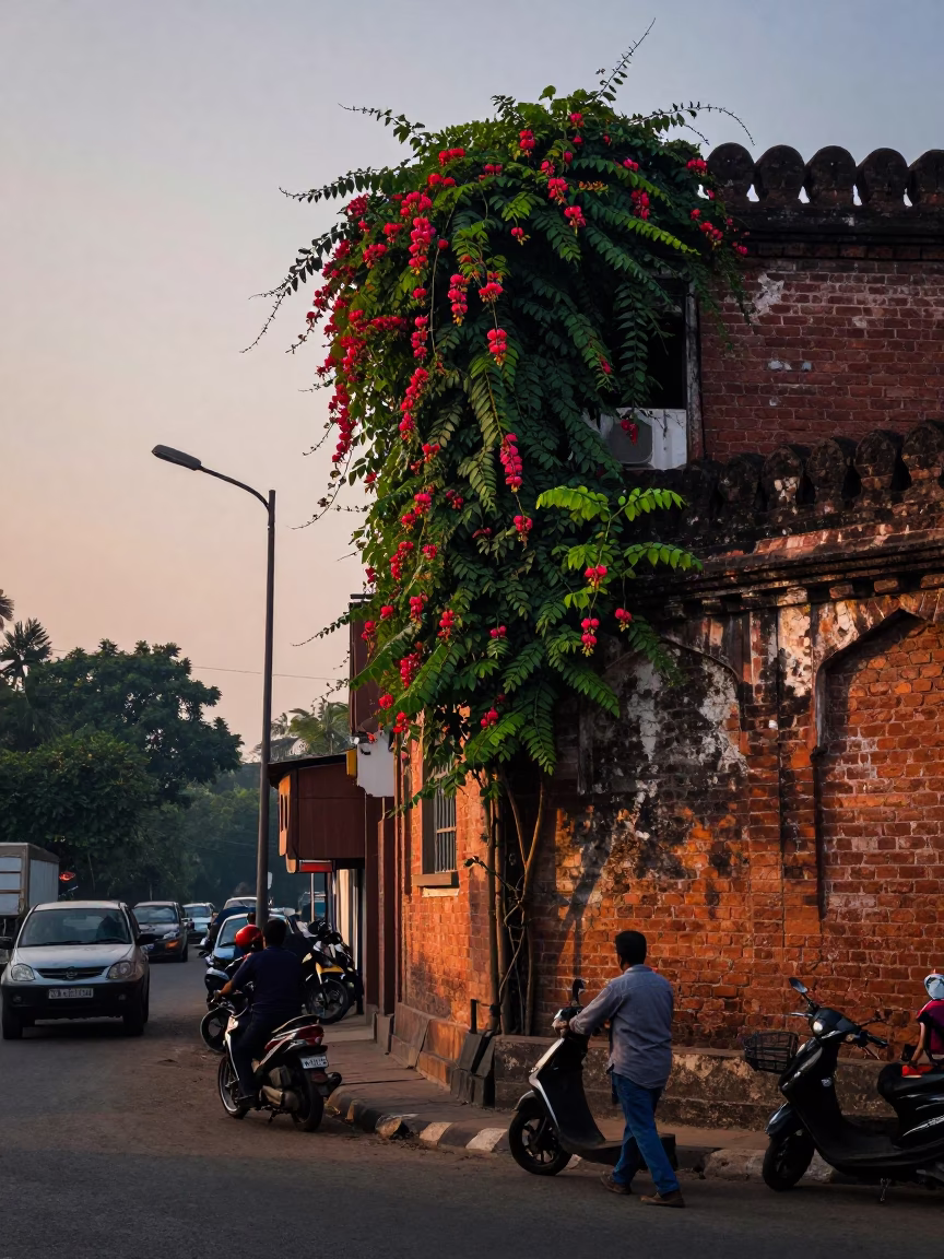 Dawn Scene in Hyderabad at First Light Of Dawn in in Hyderabad, India