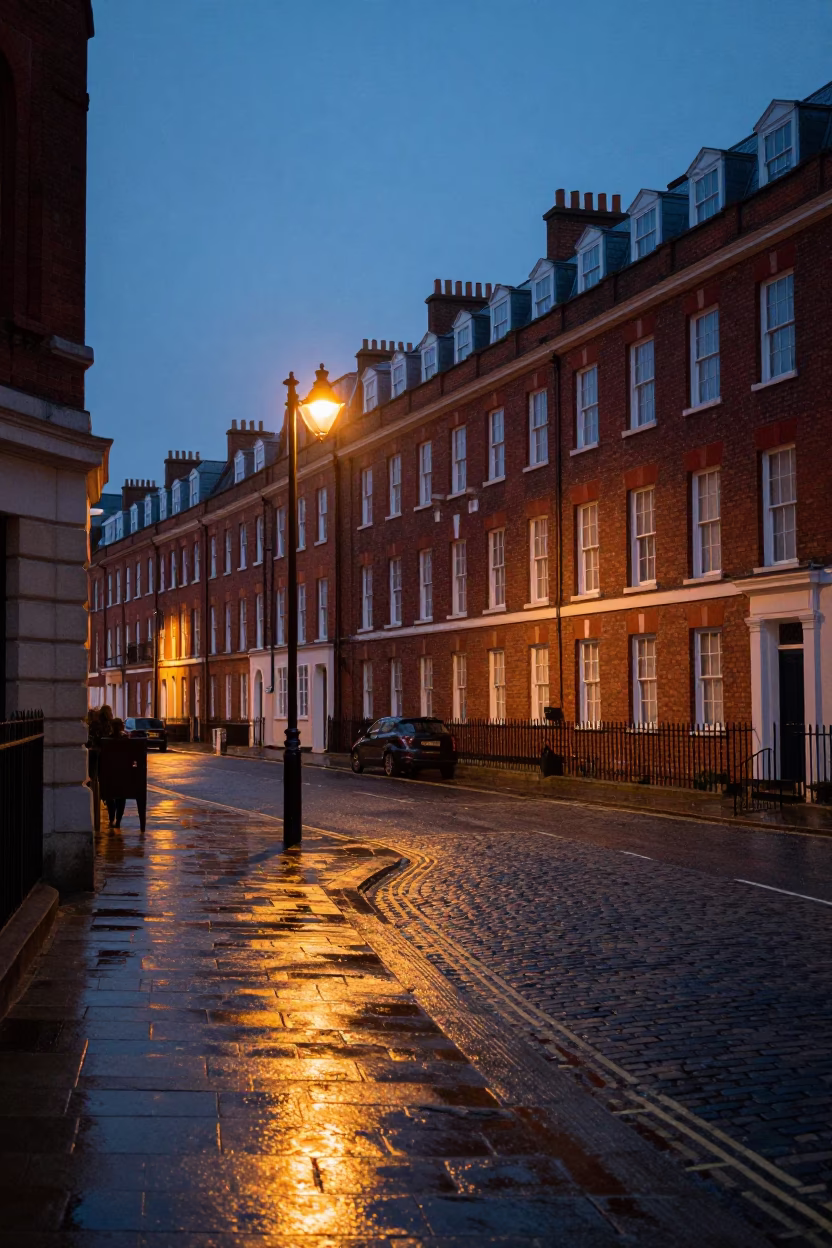 Dawn Scene in Liverpool at The Still Hours Before Dawn Light in in Liverpool, United Kingdom