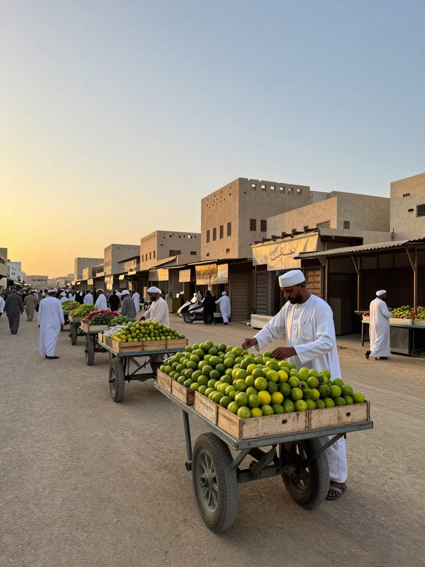 Dawn Scene in Muscat at First Light Of Dawn in in Muscat, Oman
