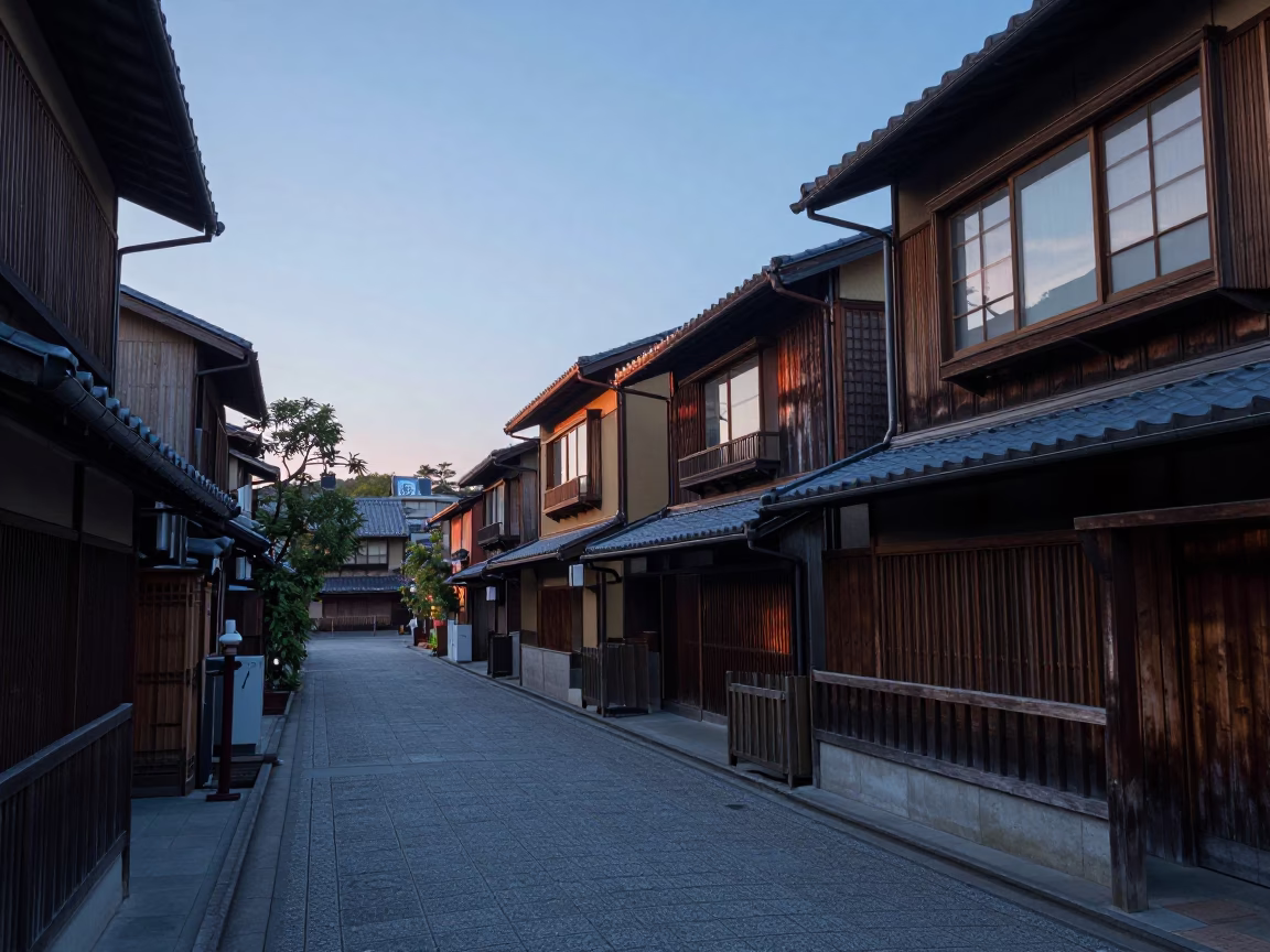 Dawn Scene in Osaka at First Light Of Dawn in in Osaka, Japan