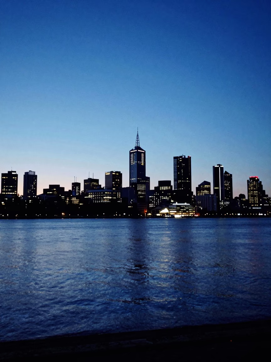 Dawn Scene in Perth at The Still Hours Before Dawn Light in in Perth, Western Australia, Australia