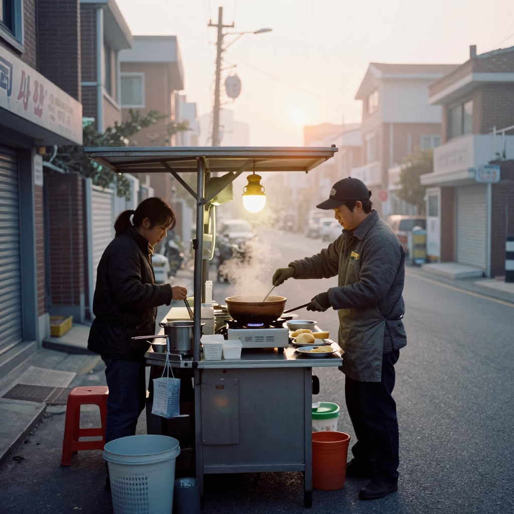Dawn Service in Seoul at As First Light Reaches The Scene in in Seoul, South Korea