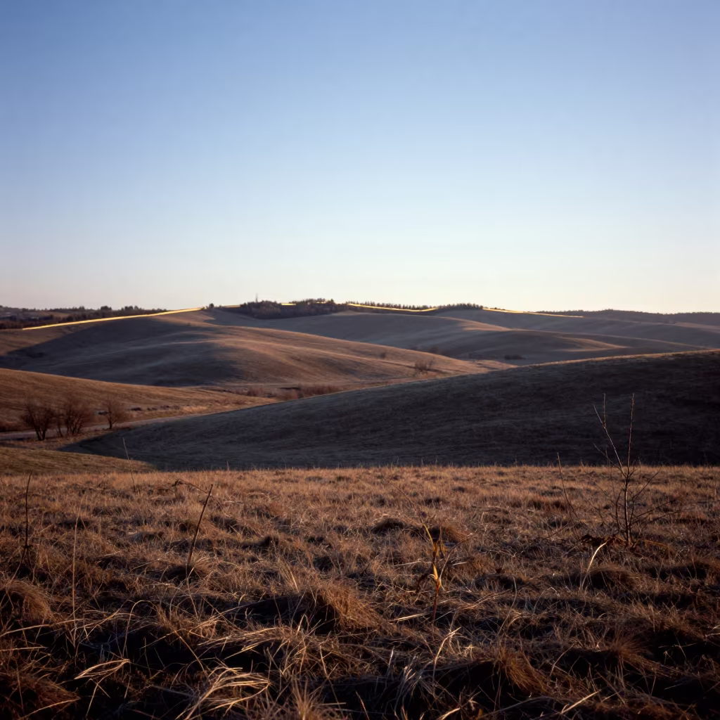 Dawn Shadow on Transylvanian Steppe Horizon in near Sibiu