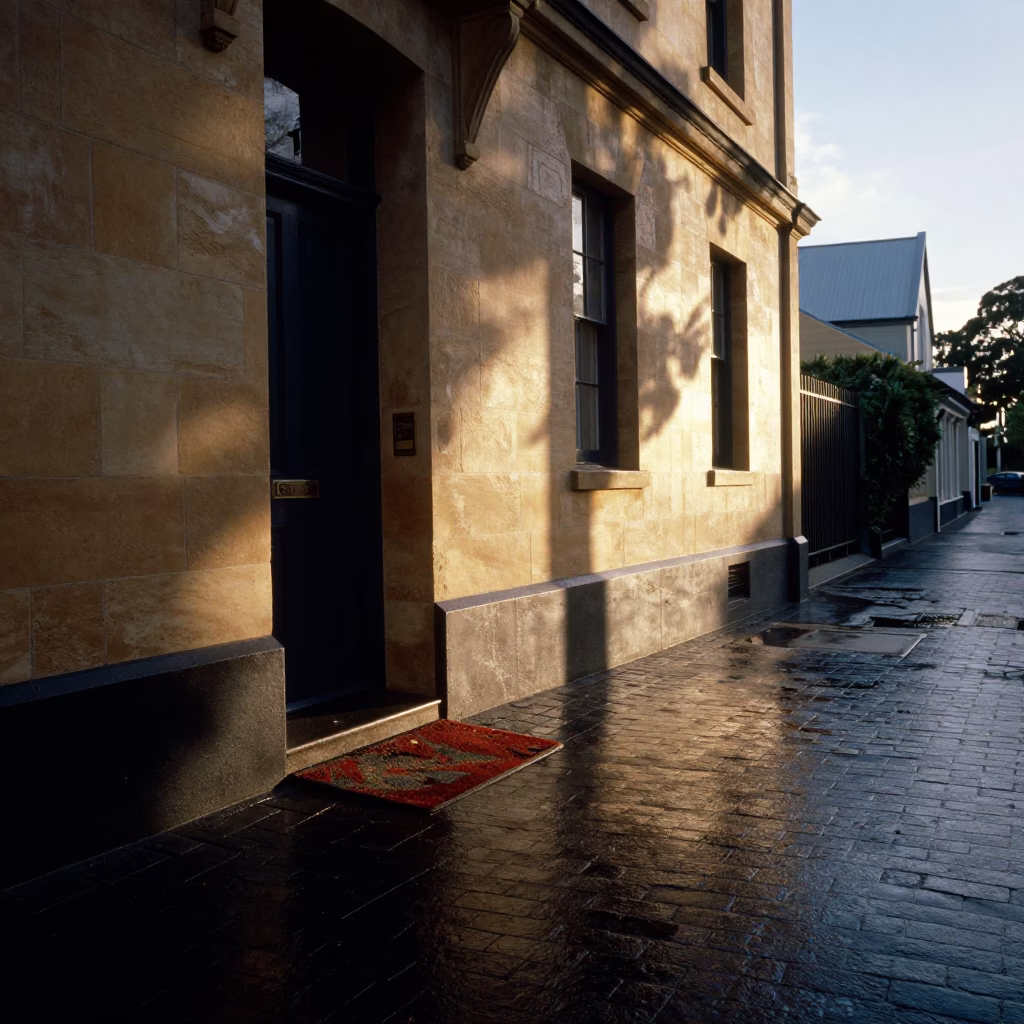 Dawn Shadows in Hobart at First Light Of Dawn in in Hobart, Tasmania, Australia