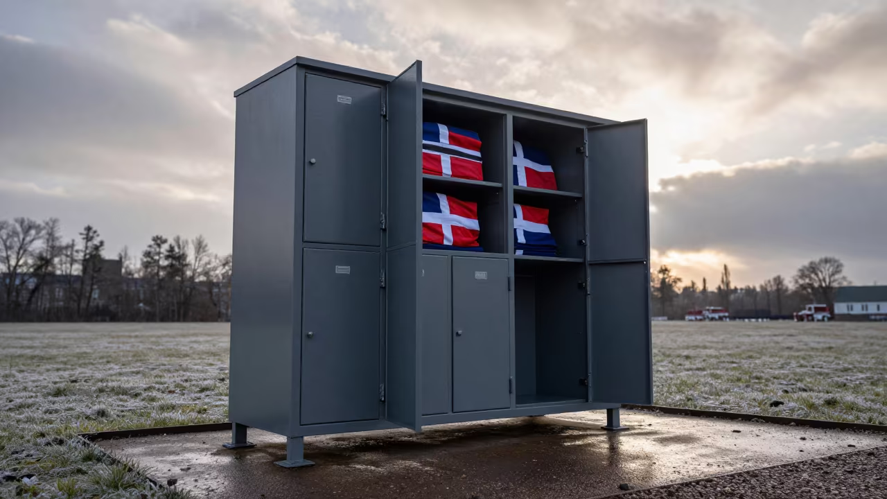 Dawn Signal Flag Locker on Danish Parade Ground in on a parade ground in Denmark
