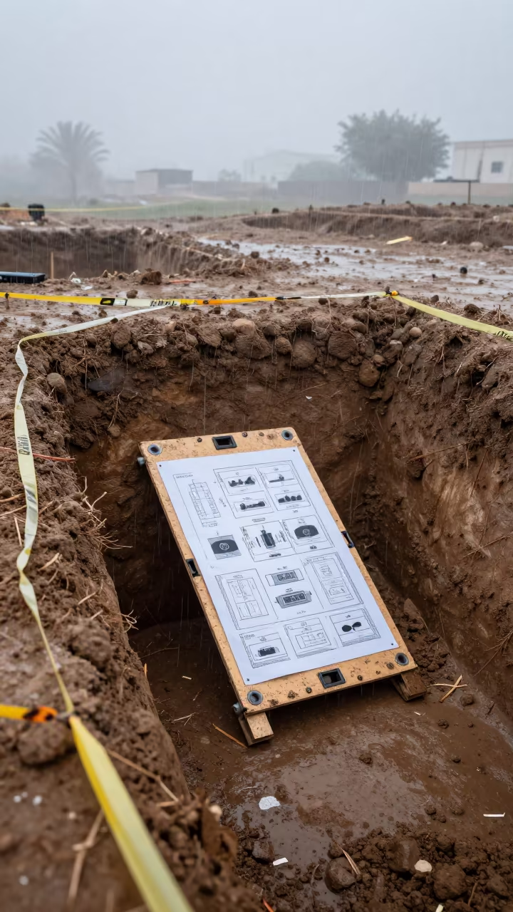 Dawn Inspection of Soil Printout Board Near Kandahar Excavation in inside a taped-off excavation edge near Kandahar