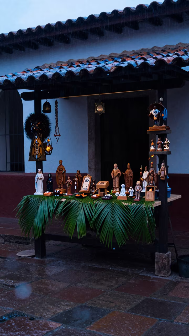 Dawn Souvenir Stall Under Temple Gate Fresnillo in in a prayer hall in Fresnillo