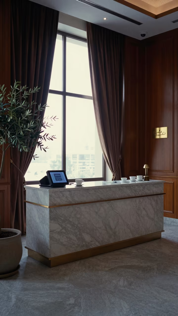 Dawn Spa Reception Console Dubai Hospitality in inside a spa reception in Dubai