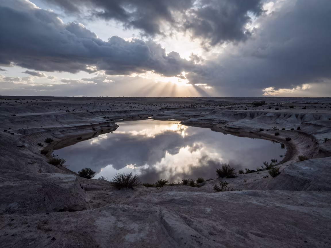 Dawn Storm Runoff in Mexican Desert Basin in in Mexico