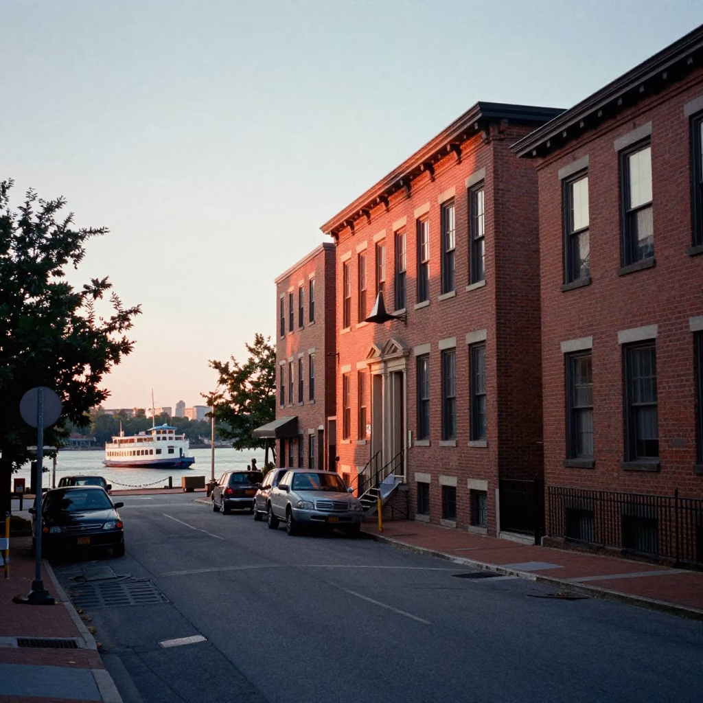 Dawn Street Scene in Boston Massachusetts with Vintage 1970s Urban Elements in in Boston, Massachusetts, United States