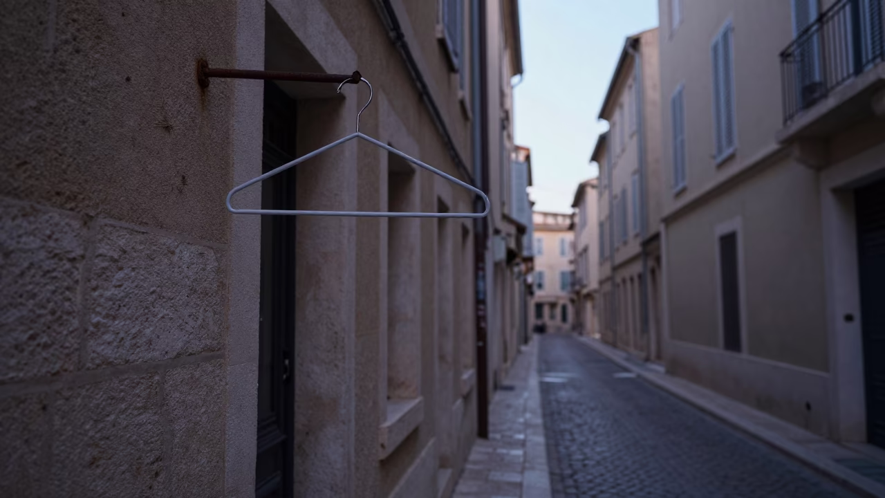 Dawn Street Scene in Marseille France with Shirt Hanger and Urban Details in in Marseille, France
