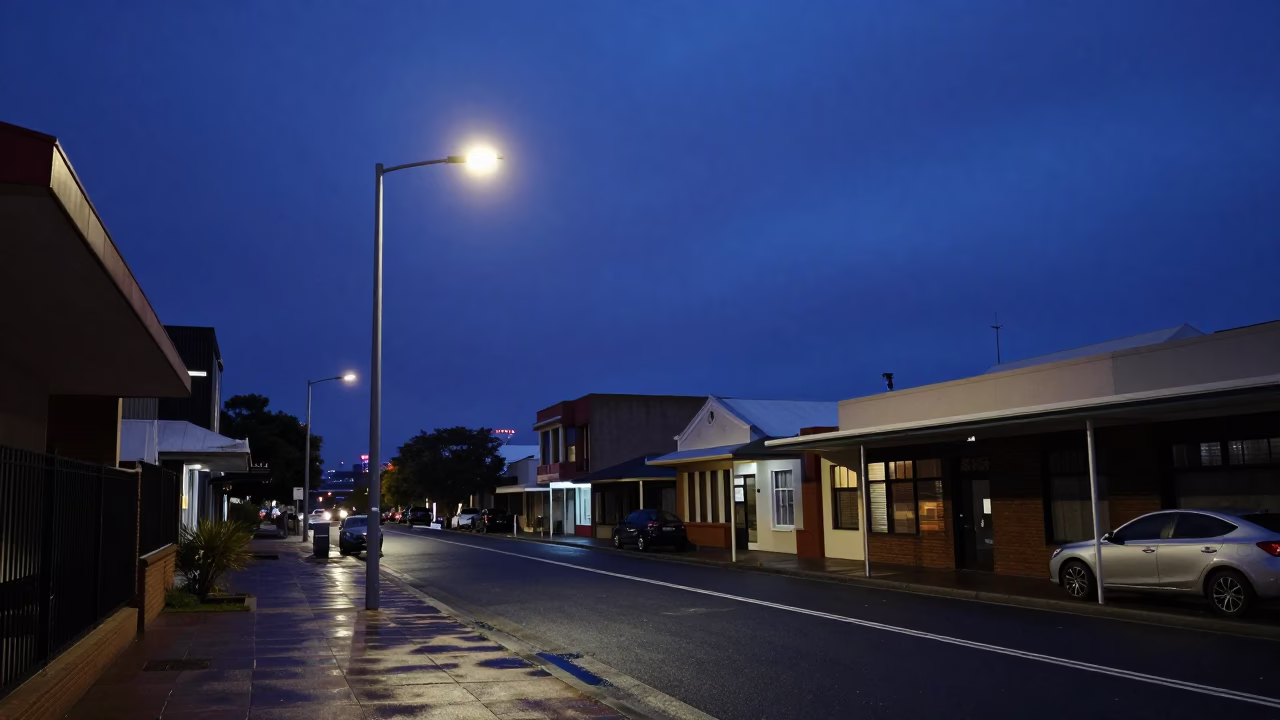 Dawn Street Scene in Perth Western Australia Before Sunrise in in Perth, Western Australia, Australia