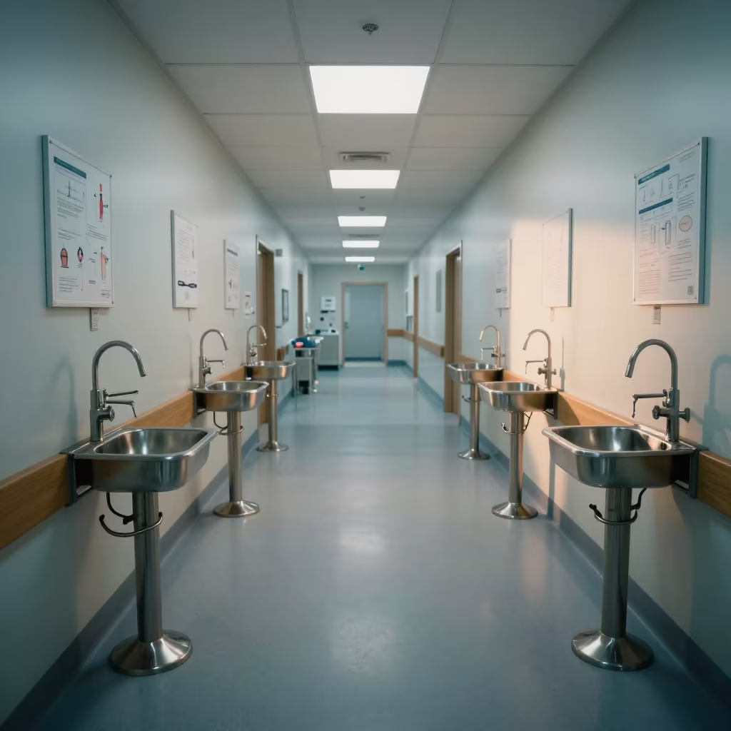 Dawn Surgical Scrub Station Hospital Corridor in inside a hospital corridor near San Diego