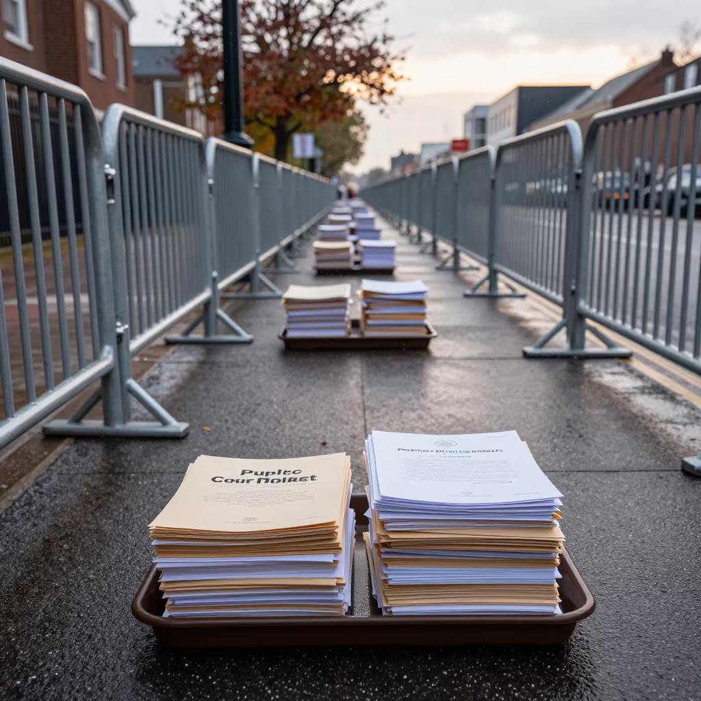 Dawn Tray Files on Barricaded Southampton Street in along barricaded protest routes in Southampton