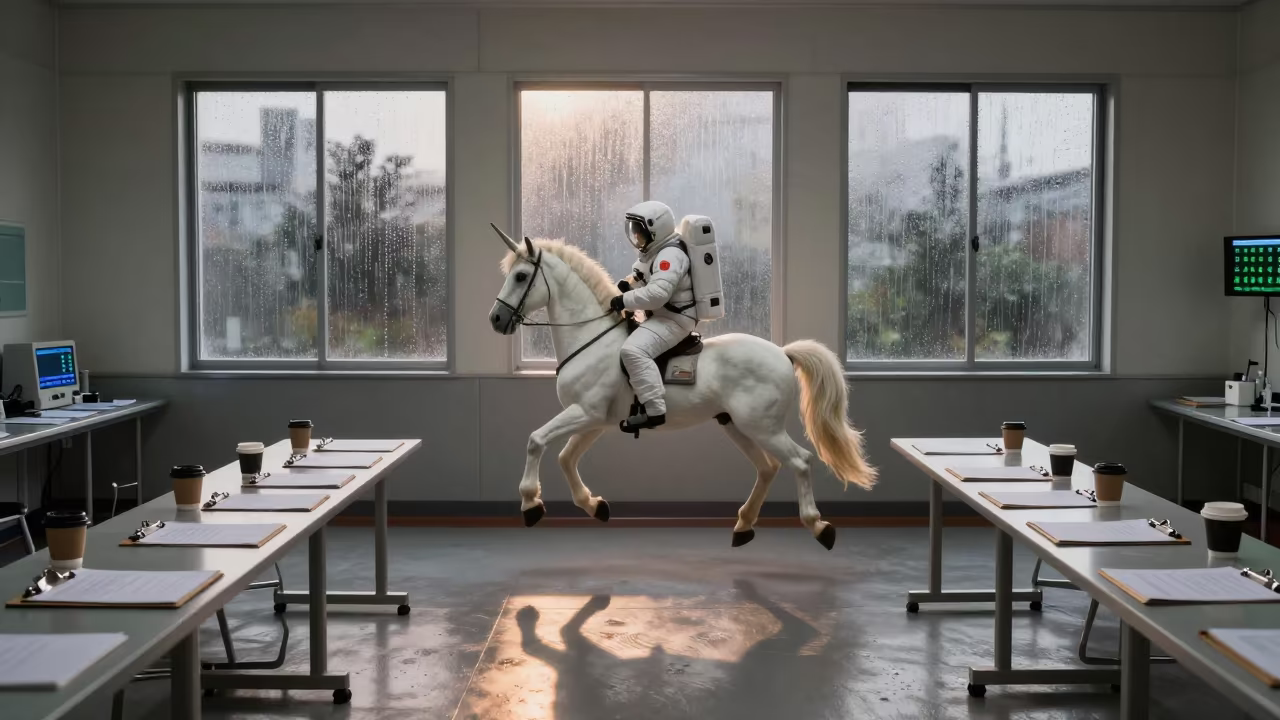 Dawn Waiting Room Astronaut Unicorn Haikou in in a surgical prep area in Haikou