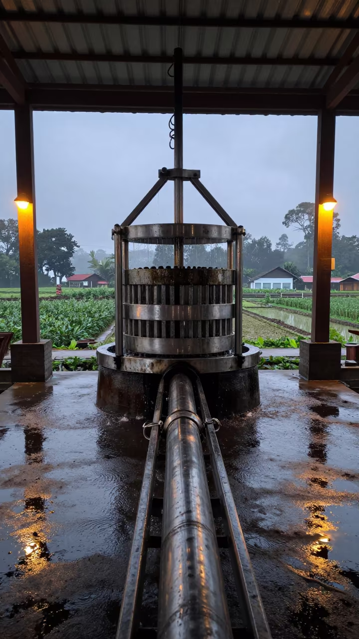 Dawn Washed Olive Press Lane in Indonesia in inside a village olive press in Indonesia
