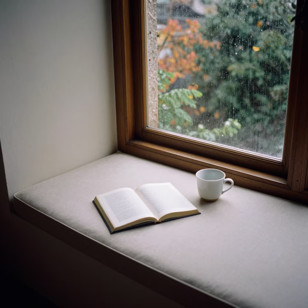 Dawn Windowseat Rain Streaks Maputo in on a reading nook cushion near Maputo