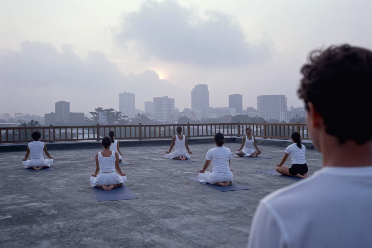 Dawn Yoga Class on Rooftop Near Trinidad in near Trinidad