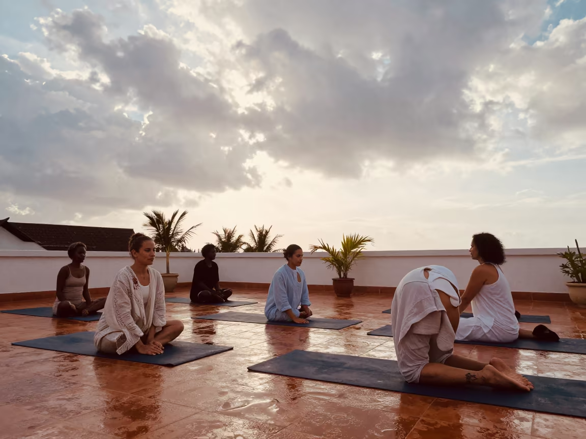 Dawn Yoga Class on Zanzibar Rooftop in near Zanzibar