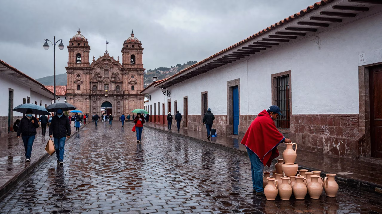 Day in Cusco at First Light in in Cusco, Peru