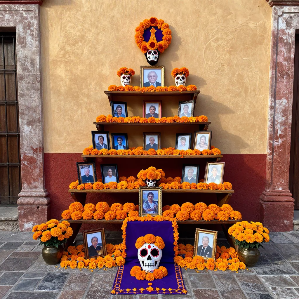 Day of the Dead Altar in Merida Mexico Early Afternoon Street Scene in in Merida, Mexico