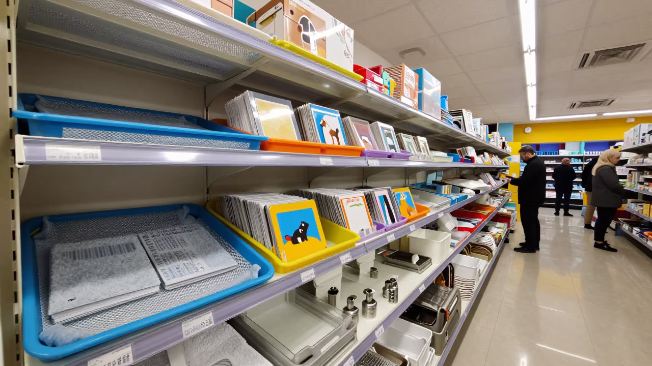Daycare Color Band Tray in Pet Store Aisle in inside a pet store aisle near Sohar