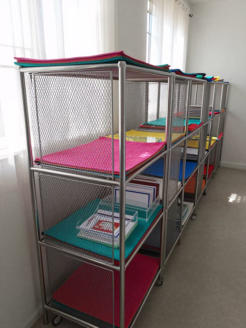 Daycare Nap Mat Rack in Tinaquillo Kennel Corridor in in a boarding kennel corridor in Tinaquillo