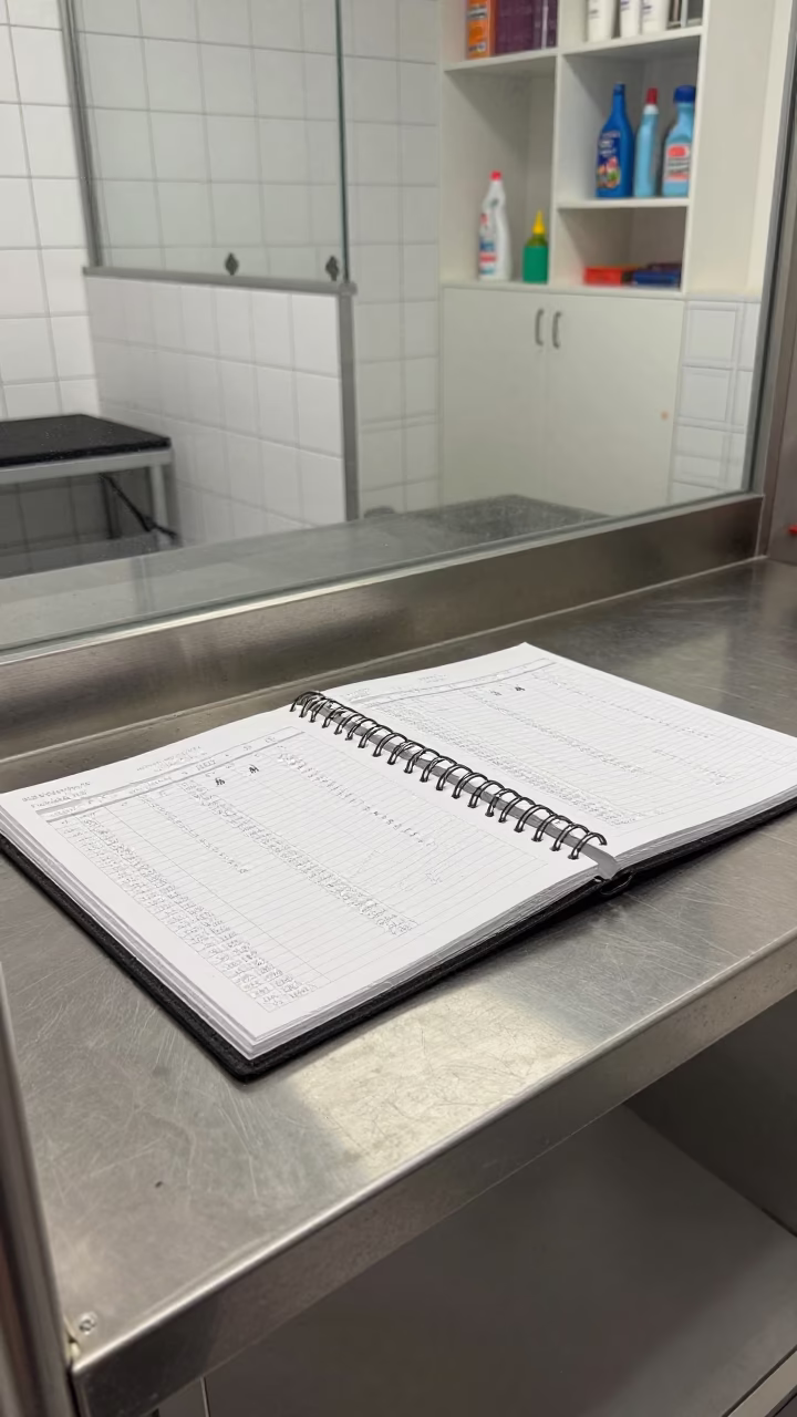Daycare Temperament Binder at Dog Wash in at a self-serve dog wash station in Gölcük