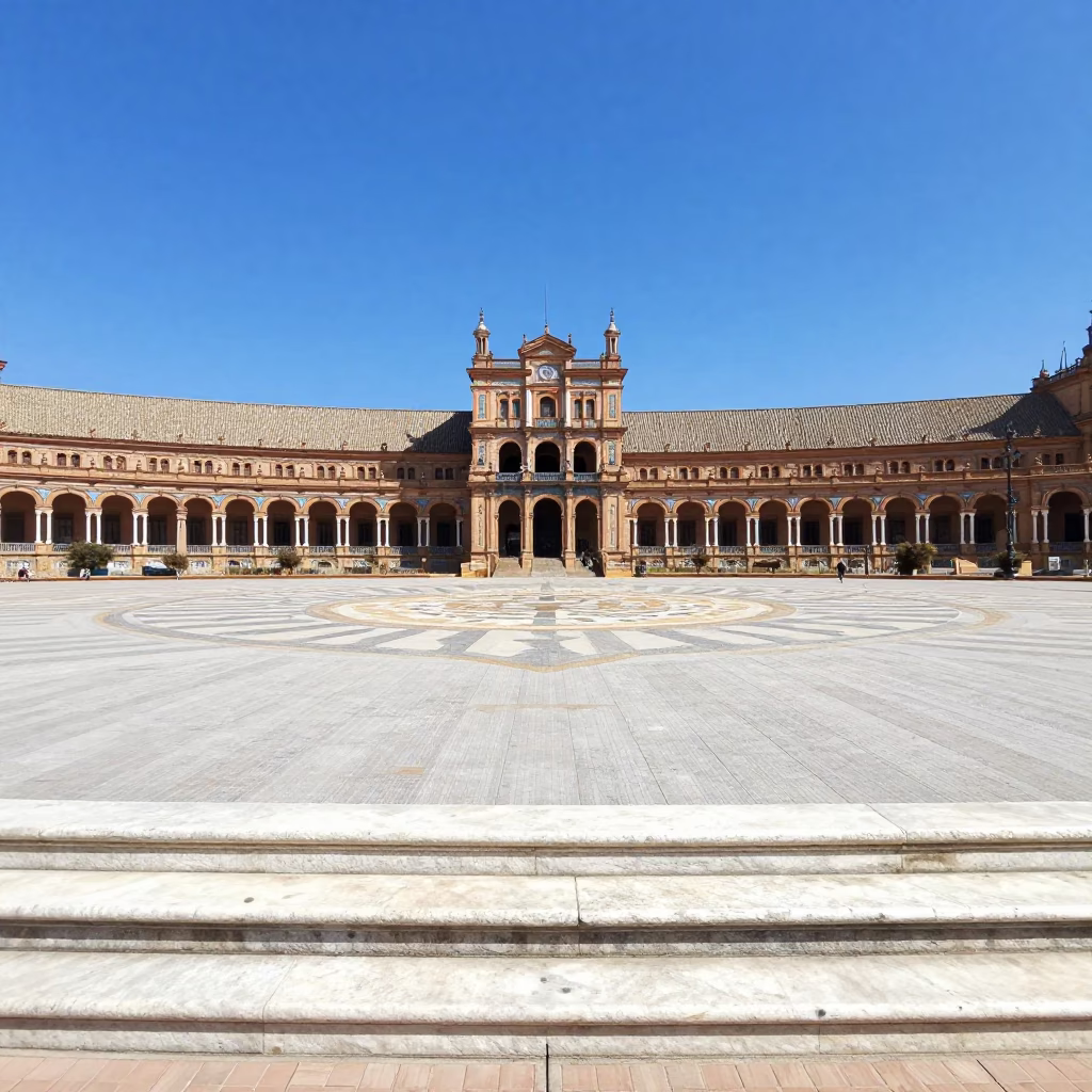 De España in Seville at The Flat Glare Of Noon Light in in Seville, Spain