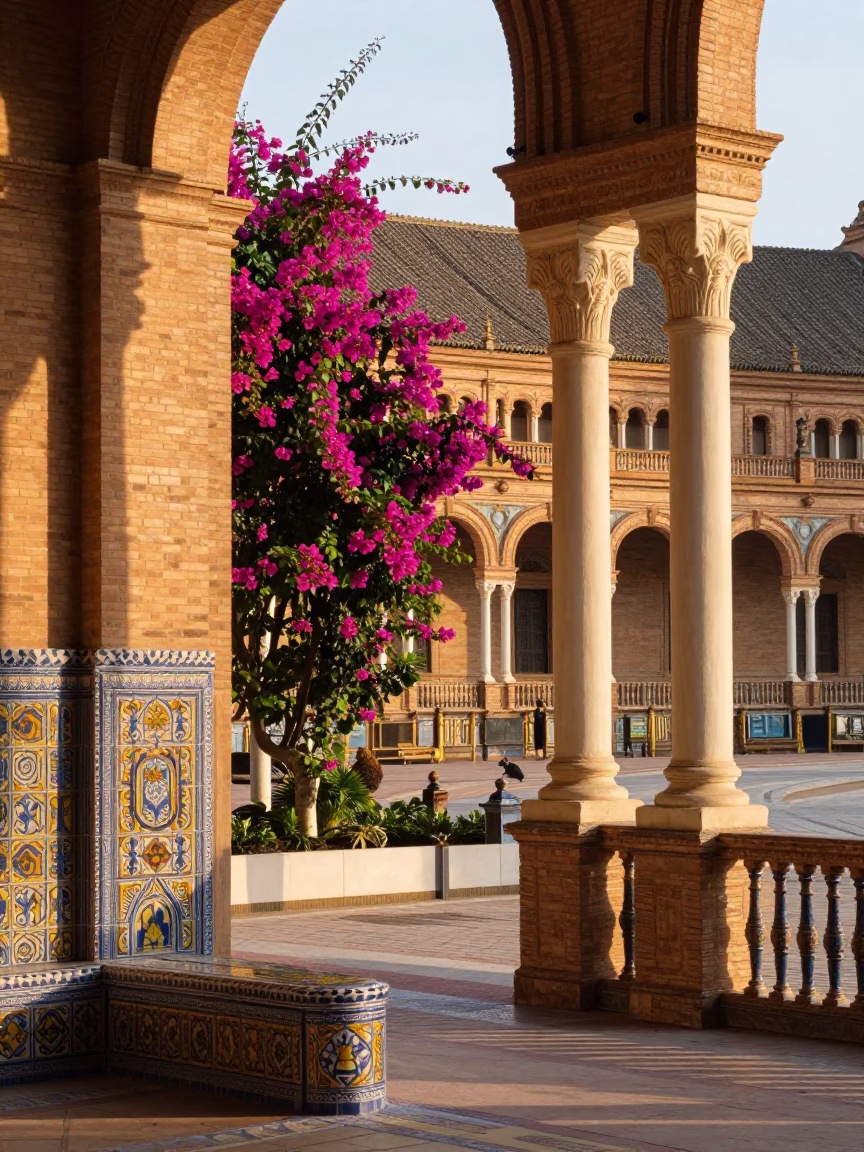 De España just after sunrise in Seville in in Seville, Spain