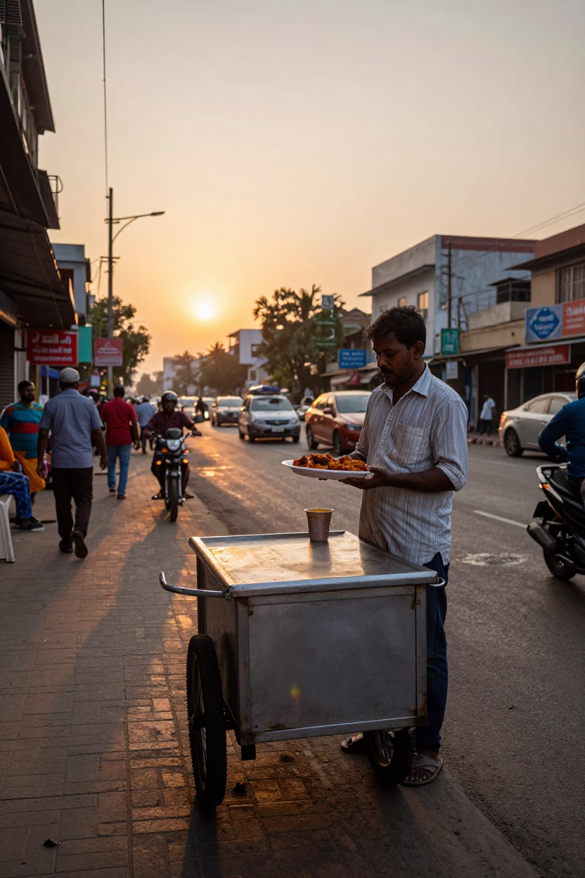 De Gallina in Chennai at As The Sun Drops Toward The Horizon in in Chennai, India